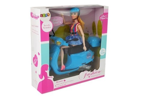 Zestaw Lalka Ze Skuterem Kask Długie Włosy Różowy LEAN Toys Zestaw Lalka Ze Skuterem Kask Długie Włosy Różowy LEAN Toys