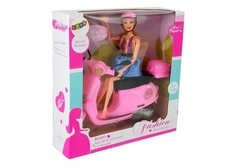 Zestaw Lalka Ze Skuterem Kask Długie Włosy Różowy LEAN Toys Zestaw Lalka Ze Skuterem Kask Długie Włosy Różowy LEAN Toys