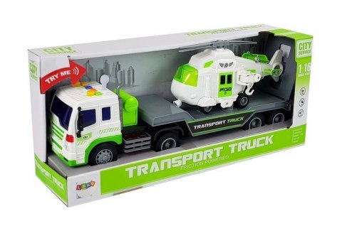 Auto Transporter na Baterie 1:16 z Helikopterem LEAN Toys Auto Transporter na Baterie 1:16 z Helikopterem LEAN Toys