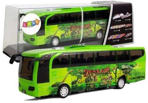 Autobus Park Jurajski Dinozaury Zielony z Naciągiem Dźwięk Światła LEAN Toys Autobus Park Jurajski Dinozaury Zielony z Naciągiem Dźwięk Światła LEAN Toys