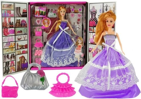Lalka Fioletowa Suknia Bal Torebka Szpilki Biżuteria LEAN Toys Lalka Fioletowa Suknia Bal Torebka Szpilki Biżuteria LEAN Toys