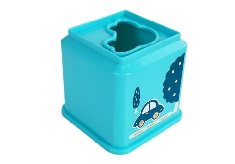 Piramidka Kubeczki Kwadrat z Obrazkami Pojazdów Sorter dla Niemowlaka LEAN Toys Piramidka Kubeczki Kwadrat z Obrazkami Pojazdów Sorter dla Niemowlaka LEAN Toys