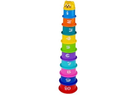Piramidka Kubeczki dla Niemowlaka z Kotkiem Wzory LEAN Toys Piramidka Kubeczki dla Niemowlaka z Kotkiem Wzory LEAN Toys