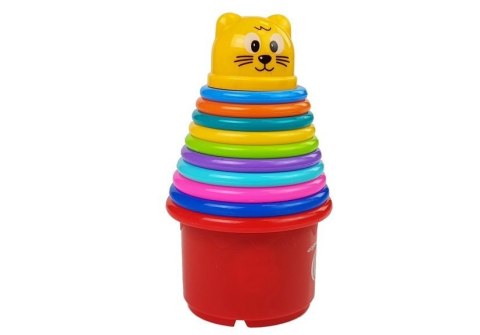 Piramidka Kubeczki dla Niemowlaka z Kotkiem Wzory LEAN Toys Piramidka Kubeczki dla Niemowlaka z Kotkiem Wzory LEAN Toys