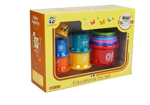 Piramidka Kubeczki dla Niemowlaka z Kotkiem Wzory LEAN Toys Piramidka Kubeczki dla Niemowlaka z Kotkiem Wzory LEAN Toys