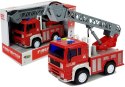 Wóz Strażacki z Naciągiem, Drabiną, Czerwony 1:20 z Dźwiękiem LEAN Toys