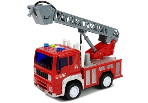 Wóz Strażacki z Naciągiem, Drabiną, Czerwony 1:20 z Dźwiękiem LEAN Toys Wóz Strażacki z Naciągiem, Drabiną, Czerwony 1:20 z Dźwiękiem LEAN Toys