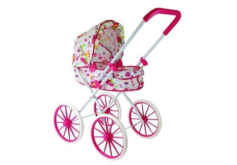 Wózek dla Lalek Głęboki Retro Duże Koła w Kwiatki LEAN Toys Wózek dla Lalek Głęboki Retro Duże Koła w Kwiatki LEAN Toys