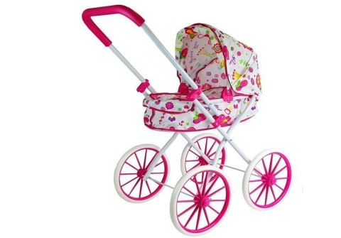 Wózek dla Lalek Głęboki Retro Duże Koła w Kwiatki LEAN Toys Wózek dla Lalek Głęboki Retro Duże Koła w Kwiatki LEAN Toys