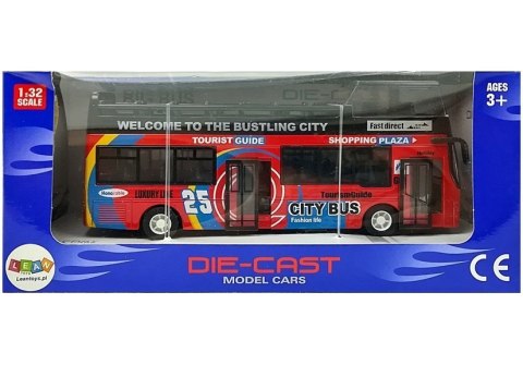 Autobus Piętrowy z Dźwiękiem 1:32 Otwierane Drzwi Czerwony LEAN Toys Autobus Piętrowy z Dźwiękiem 1:32 Otwierane Drzwi Czerwony LEAN Toys