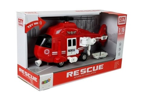 Helikopter Ratunkowy Straż Pożarna 1:16 Hak Dźwięk Światła LEAN Toys Helikopter Ratunkowy Straż Pożarna 1:16 Hak Dźwięk Światła LEAN Toys