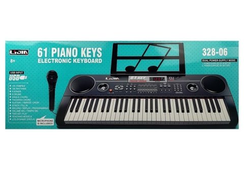 Keyboard Organy 328-06 Mikrofon Zasilacz Czarny LEAN Toys Keyboard Organy 328-06 Mikrofon Zasilacz Czarny LEAN Toys