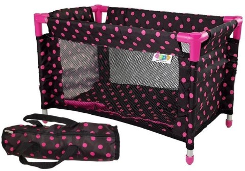 Łóżeczko Łóżko dla Lalek Alice Czarno-Różowe LEAN Toys Łóżeczko Łóżko dla Lalek Alice Czarno-Różowe LEAN Toys