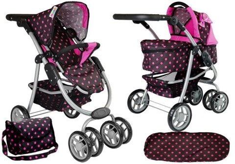Wózek Spacerówka 2 w1 z Torbą Gondola Czarno- Różowy Alice Wózek Spacerówka 2 w1 z Torbą Gondola Czarno- Różowy Alice