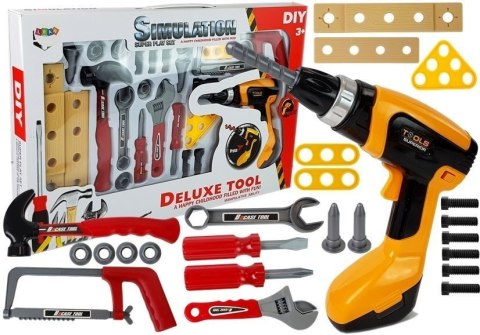 Zestaw Narzędzi dla Majsterkowicza 29 Elementów Wiertarka Młotek Piła LEAN Toys Zestaw Narzędzi dla Majsterkowicza 29 Elementów Wiertarka Młotek Piła LEAN Toys