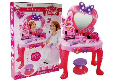 Zestaw Piękności Toaletka dla dziewczynki z Lusterkiem Dźwiękami Światłem Stołeczek LEAN Toys Zestaw Piękności Toaletka dla dziewczynki z Lusterkiem Dźwiękami Światłem Stołeczek LEAN Toys