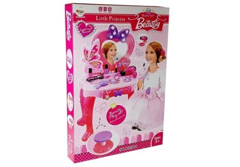 Zestaw Piękności Toaletka dla dziewczynki z Lusterkiem Dźwiękami Światłem Stołeczek LEAN Toys Zestaw Piękności Toaletka dla dziewczynki z Lusterkiem Dźwiękami Światłem Stołeczek LEAN Toys