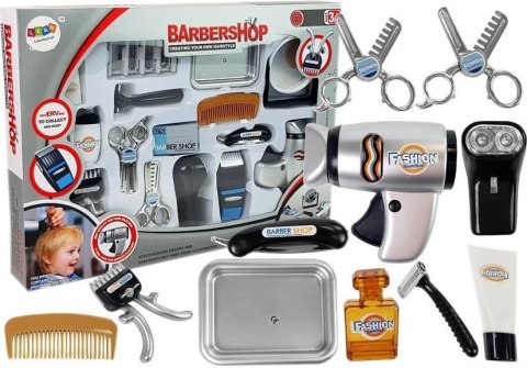 Zestaw Salon Fryzjerski Dziecięcy Barber Suszarka Maszynka Akcesoria Srebrny LEAN Toys Zestaw Salon Fryzjerski Dziecięcy Barber Suszarka Maszynka Akcesoria Srebrny LEAN Toys