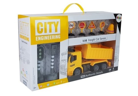 Zestaw Wywrotka 1:14 Znaki Drogowe Światła Fotoradar Żółta LEAN Toys Zestaw Wywrotka 1:14 Znaki Drogowe Światła Fotoradar Żółta LEAN Toys