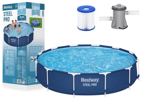 Basen ogrodowy stelażowy 366 x 76 cm zestaw Bestway 56681 Bestway Basen ogrodowy stelażowy 366 x 76 cm zestaw Bestway 56681 Bestway