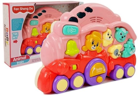 Interaktywna Lokomotywa ze Zwierzętami Odgłosy Zwierząt Efekty Świetlne Różowa LEAN Toys Interaktywna Lokomotywa ze Zwierzętami Odgłosy Zwierząt Efekty Świetlne Różowa LEAN Toys