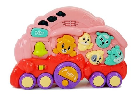 Interaktywna Lokomotywa ze Zwierzętami Odgłosy Zwierząt Efekty Świetlne Różowa LEAN Toys Interaktywna Lokomotywa ze Zwierzętami Odgłosy Zwierząt Efekty Świetlne Różowa LEAN Toys