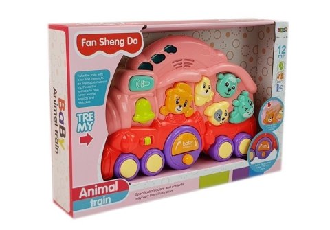Interaktywna Lokomotywa ze Zwierzętami Odgłosy Zwierząt Efekty Świetlne Różowa LEAN Toys Interaktywna Lokomotywa ze Zwierzętami Odgłosy Zwierząt Efekty Świetlne Różowa LEAN Toys