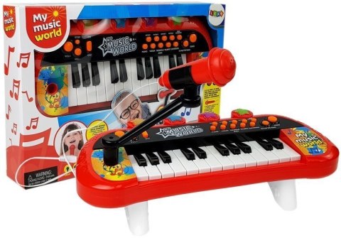 Keyboard Pianinko 24 Klawisze USB Mikrofon Czerwony LEAN Toys Keyboard Pianinko 24 Klawisze USB Mikrofon Czerwony LEAN Toys