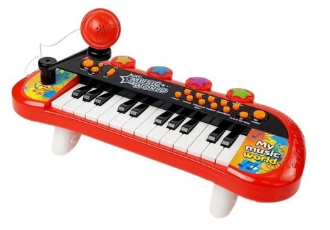 Keyboard Pianinko 24 Klawisze USB Mikrofon Czerwony LEAN Toys Keyboard Pianinko 24 Klawisze USB Mikrofon Czerwony LEAN Toys