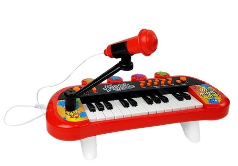 Keyboard Pianinko 24 Klawisze USB Mikrofon Czerwony LEAN Toys Keyboard Pianinko 24 Klawisze USB Mikrofon Czerwony LEAN Toys