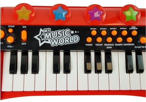 Keyboard Pianinko 24 Klawisze USB Mikrofon Czerwony LEAN Toys Keyboard Pianinko 24 Klawisze USB Mikrofon Czerwony LEAN Toys