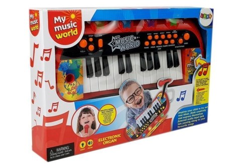 Keyboard Pianinko 24 Klawisze USB Mikrofon Czerwony LEAN Toys Keyboard Pianinko 24 Klawisze USB Mikrofon Czerwony LEAN Toys