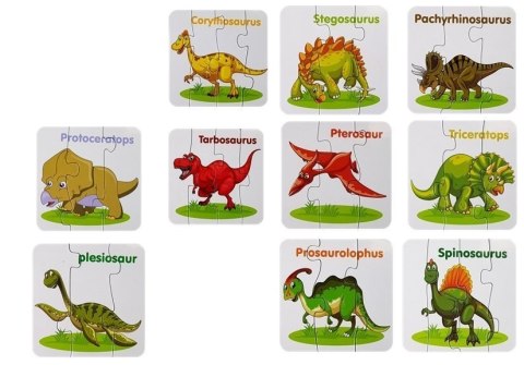 Puzzle Edukacyjne Dinozaury Angielski 10 Połączeń LEAN TOYS Puzzle Edukacyjne Dinozaury Angielski 10 Połączeń LEAN TOYS