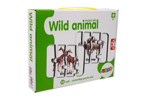 Puzzle Edukacyjne Układanka Dzikie Zwierzęta 10 Połączeń Angielski LEAN Toys Puzzle Edukacyjne Układanka Dzikie Zwierzęta 10 Połączeń Angielski LEAN Toys