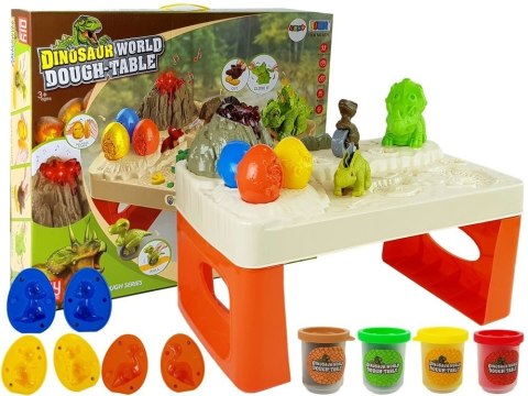 Stolik Ciastolina Dinozaury Jajka Foremka Wulkan ze Świecącą Lawą 4 Kolory LEAN Toys Stolik Ciastolina Dinozaury Jajka Foremka Wulkan ze Świecącą Lawą 4 Kolory LEAN Toys