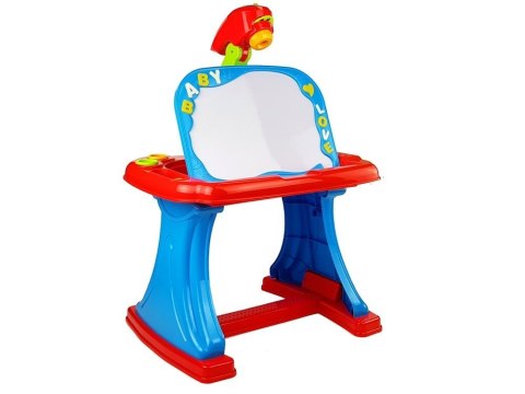 Stolik Edukacyjny z Projektorem Krzesełko Kredki Magnesy Literki i Cyfry LEAN Toys Stolik Edukacyjny z Projektorem Krzesełko Kredki Magnesy Literki i Cyfry LEAN Toys