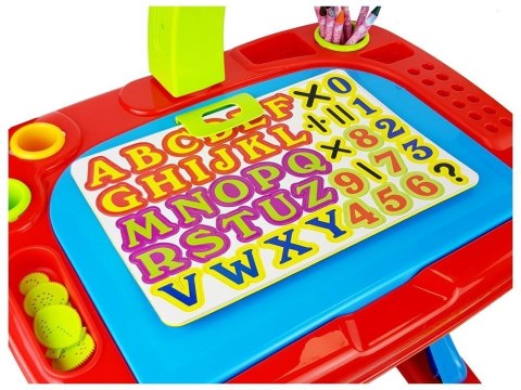 Stolik Edukacyjny z Projektorem Krzesełko Kredki Magnesy Literki i Cyfry LEAN Toys Stolik Edukacyjny z Projektorem Krzesełko Kredki Magnesy Literki i Cyfry LEAN Toys