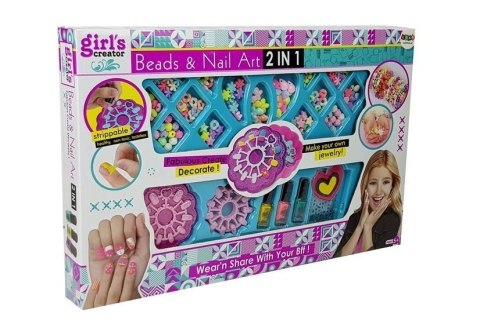 Zestaw 2 w 1 Do Robienia Bransoletek i Malowania Paznokci Koraliki Lakiery Do Paznokci LEAN Toys Zestaw 2 w 1 Do Robienia Bransoletek i Malowania Paznokci Koraliki Lakiery Do Paznokci LEAN Toys