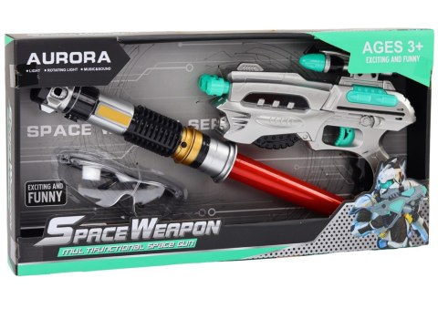 Zestaw Kosmiczny Miecz Świetlny Pistolet Okulary Ochronne LEAN Toys Zestaw Kosmiczny Miecz Świetlny Pistolet Okulary Ochronne LEAN Toys