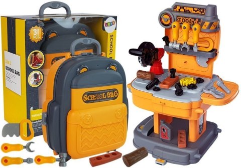 Zestaw Narzędzi W Plecaku Warsztat Pomarańczowo Szary LEAN Toys Zestaw Narzędzi W Plecaku Warsztat Pomarańczowo Szary LEAN Toys