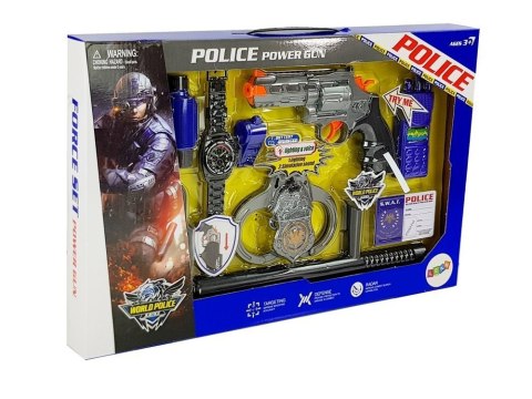 Zestaw Policyjny Pistolet Kajdanki Lornetka Gwizdek Zegarek Odznaka LEAN Toys Zestaw Policyjny Pistolet Kajdanki Lornetka Gwizdek Zegarek Odznaka LEAN Toys