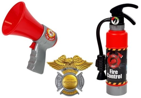 Zestaw Strażaka Plecak Latarka Gaśnica Megafon Akcesoria Czerwony LEAN Toys Zestaw Strażaka Plecak Latarka Gaśnica Megafon Akcesoria Czerwony LEAN Toys