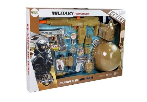 Zestaw Wojskowy Pistolety Broń z Maską Hełmem Granat Dźwięk LEAN Toys Zestaw Wojskowy Pistolety Broń z Maską Hełmem Granat Dźwięk LEAN Toys