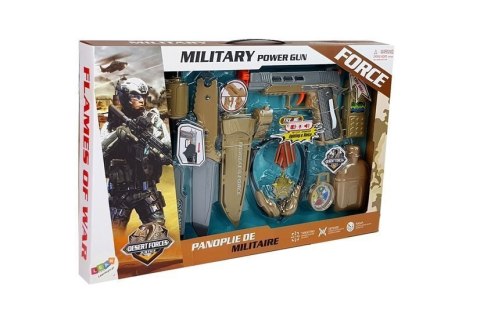 Zestaw Wojskowy z Akcesoriami Pistolet Nóż Lornetka Słuchawki Gwizdek Krótkofalówka Jasnozielony LEAN Toys Zestaw Wojskowy z Akcesoriami Pistolet Nóż Lornetka Słuchawki Gwizdek Krótkofalówka Jasnozielony LEAN Toys