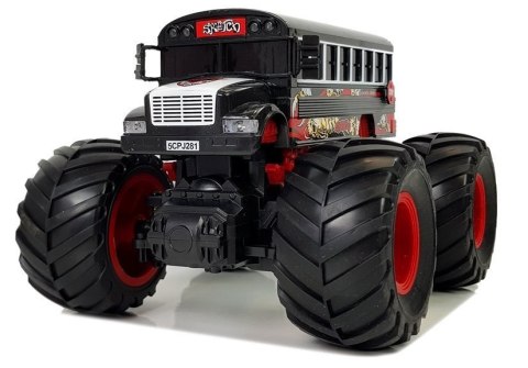 Autobus Duże Koła Zdalnie Sterowany 2.4G Dźwięk Czarny LEAN Toys Autobus Duże Koła Zdalnie Sterowany 2.4G Dźwięk Czarny LEAN Toys