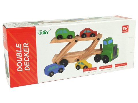 Drewniana Zielona Laweta Ciężarówka z Samochodzikami Klocki LEAN Toys Drewniana Zielona Laweta Ciężarówka z Samochodzikami Klocki LEAN Toys