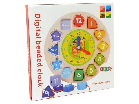 Drewniany Edukacyjny Zegar Sorter Nauka Cyfry Kształty Kolory LEAN Toys Drewniany Edukacyjny Zegar Sorter Nauka Cyfry Kształty Kolory LEAN Toys