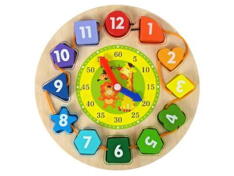 Drewniany Edukacyjny Zegar Sorter Nauka Cyfry Kształty Kolory LEAN Toys Drewniany Edukacyjny Zegar Sorter Nauka Cyfry Kształty Kolory LEAN Toys