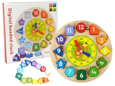 Drewniany Edukacyjny Zegar Sorter Nauka Cyfry Kształty Kolory LEAN Toys Drewniany Edukacyjny Zegar Sorter Nauka Cyfry Kształty Kolory LEAN Toys