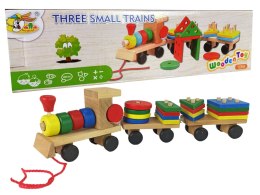 Drewniany Pociąg Lokomotywa 2 Wagony Odpinane LEAN Toys